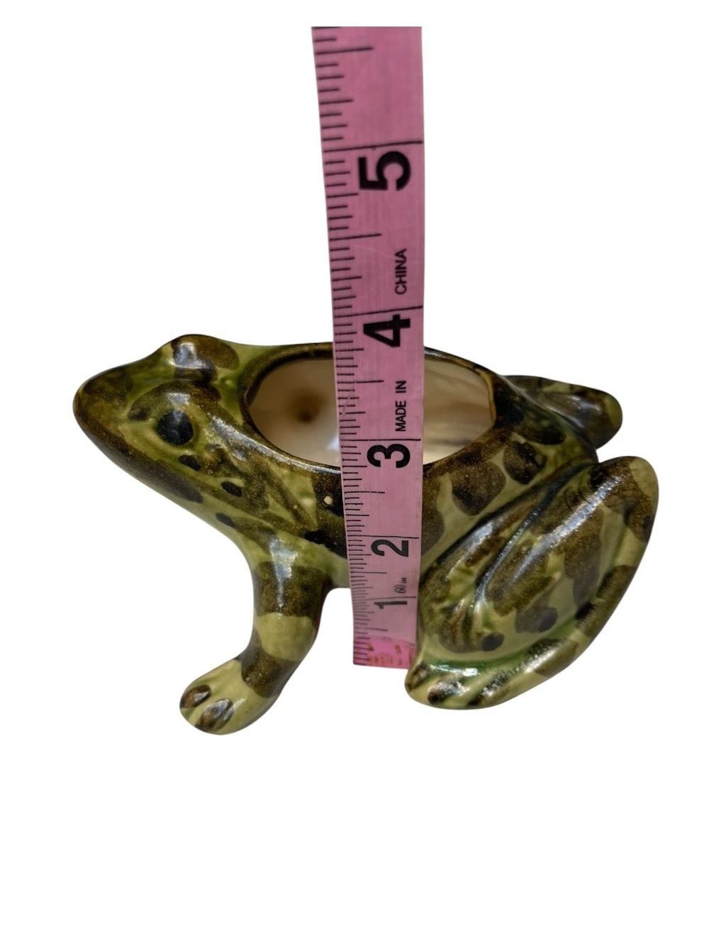 Vintage Ceramic Frog Planter Green Glazed Succulent Woodland Cottage Decor - Picture 6 of 7